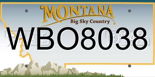 WBO8038 Montana License Plate