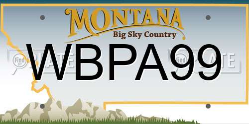 WBPA99 Montana License Plate