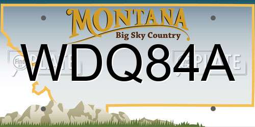 WDQ84A Montana License Plate