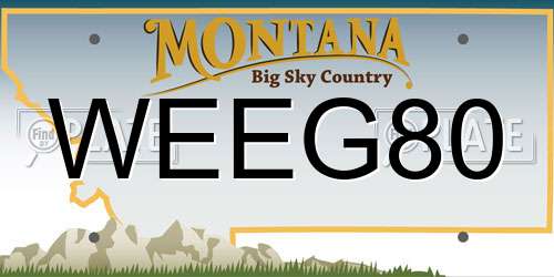 WEEG80 Montana License Plate
