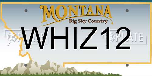WHIZ12 Montana License Plate