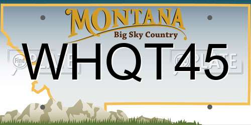 WHQT45 Montana License Plate