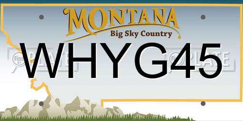 WHYG45 Montana License Plate