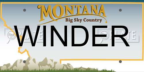WINDER Montana License Plate