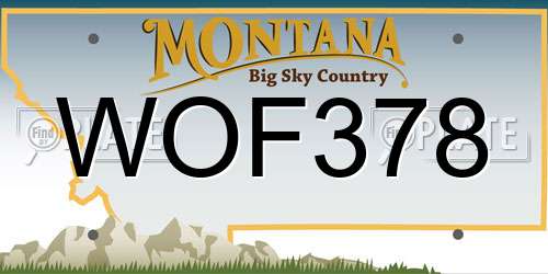 WOF378 Montana License Plate