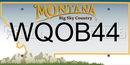 WQOB44 Montana License Plate