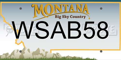WSAB58 Montana License Plate
