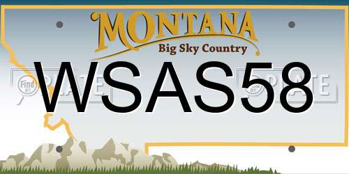 WSAS58 Montana License Plate