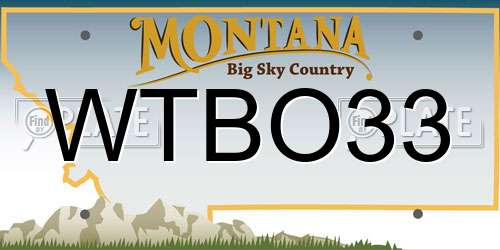 WTBO33 Montana License Plate