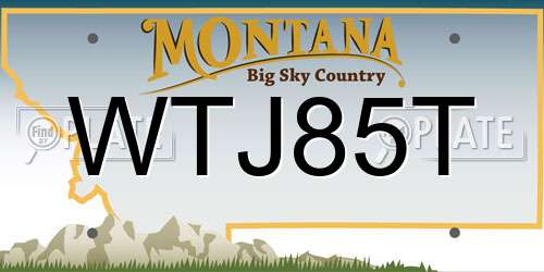 WTJ85T Montana License Plate