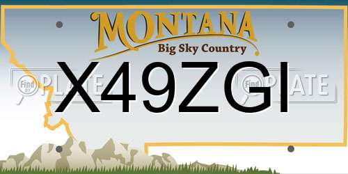 X49ZGI Montana License Plate