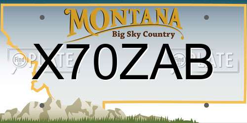 X70ZAB Montana License Plate