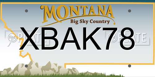 XBAK78 Montana License Plate