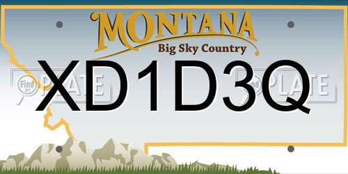 XD1D3Q Montana License Plate