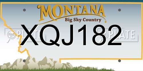 XQJ182 Montana License Plate