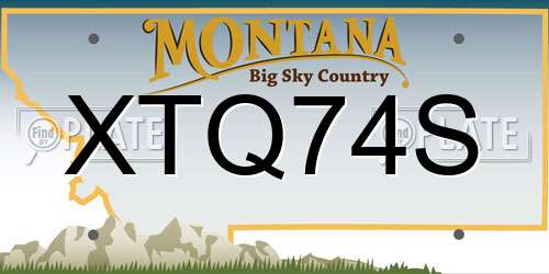 XTQ74S Montana License Plate