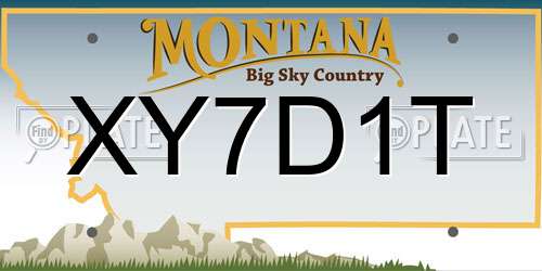 XY7D1T Montana License Plate