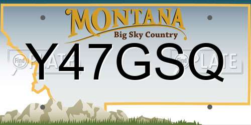 Y47GSQ Montana License Plate