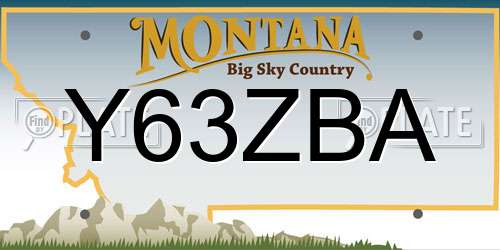 Y63ZBA Montana License Plate