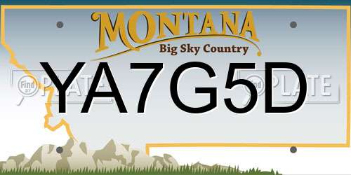 YA7G5D Montana License Plate