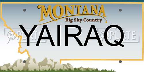 YAIRAQ Montana License Plate