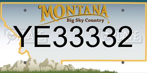 YE33332 Montana License Plate