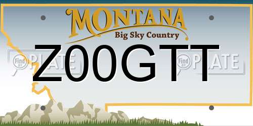 Z00GTT Montana License Plate