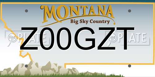 Z00GZT Montana License Plate