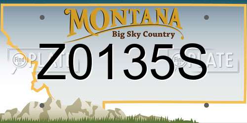 Z0135S Montana License Plate