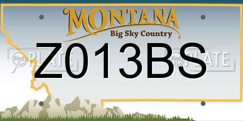 Z013BS Montana License Plate