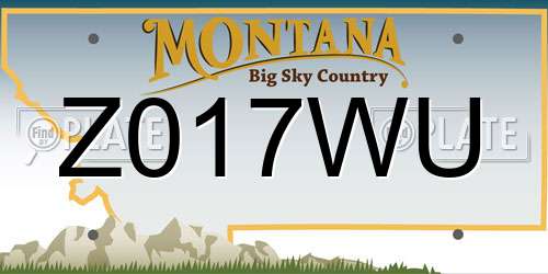 Z017WU Montana License Plate