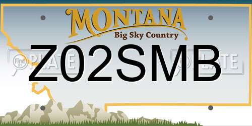 Z02SMB Montana License Plate