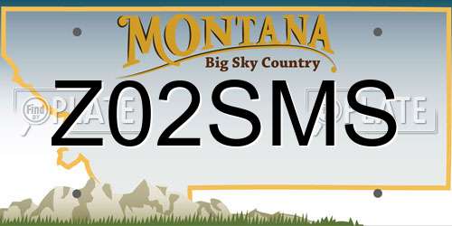 Z02SMS Montana License Plate