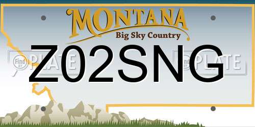 Z02SNG Montana License Plate
