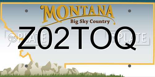 Z02TOQ Montana License Plate