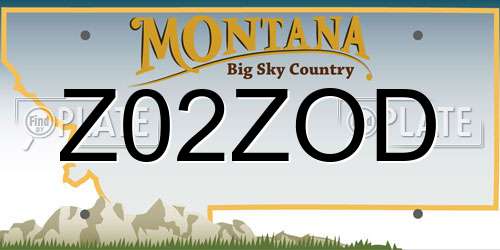 Z02ZOD Montana License Plate