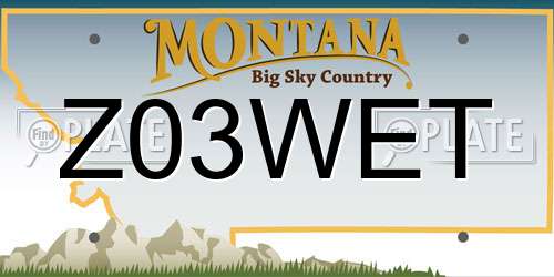 Z03WET Montana License Plate
