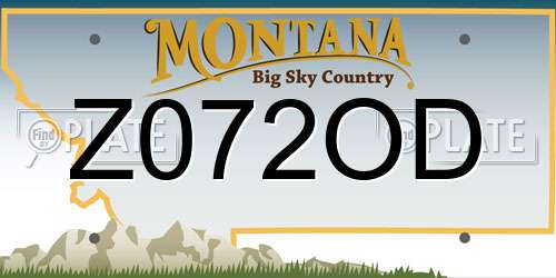 Z072OD Montana License Plate