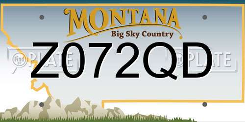 Z072QD Montana License Plate