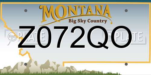 Z072QO Montana License Plate