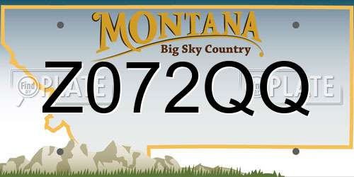 Z072QQ Montana License Plate