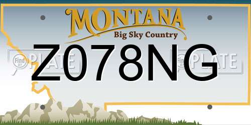 Z078NG Montana License Plate