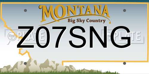 Z07SNG Montana License Plate
