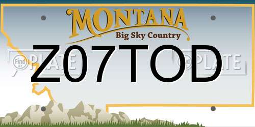 Z07TOD Montana License Plate