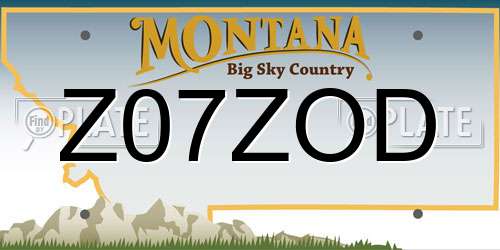 Z07ZOD Montana License Plate