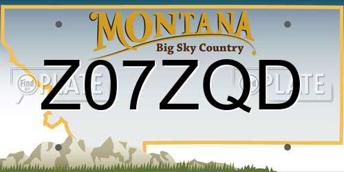 Z07ZQD Montana License Plate
