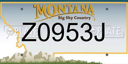 Z0953J Montana License Plate