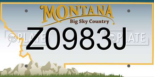 Z0983J Montana License Plate