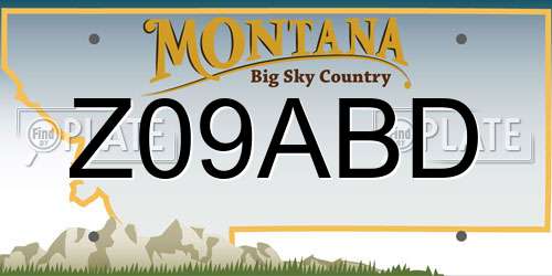 Z09ABD Montana License Plate