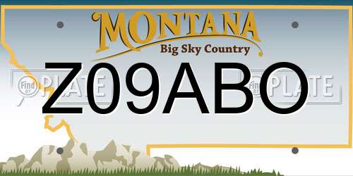 Z09ABO Montana License Plate